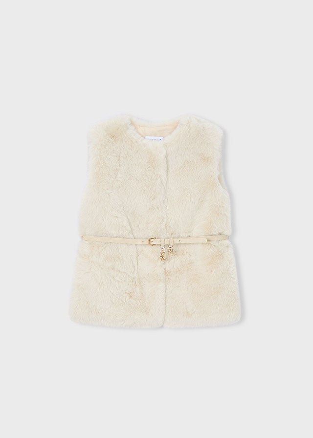 Fur Vest Belt Beige - Mayoral