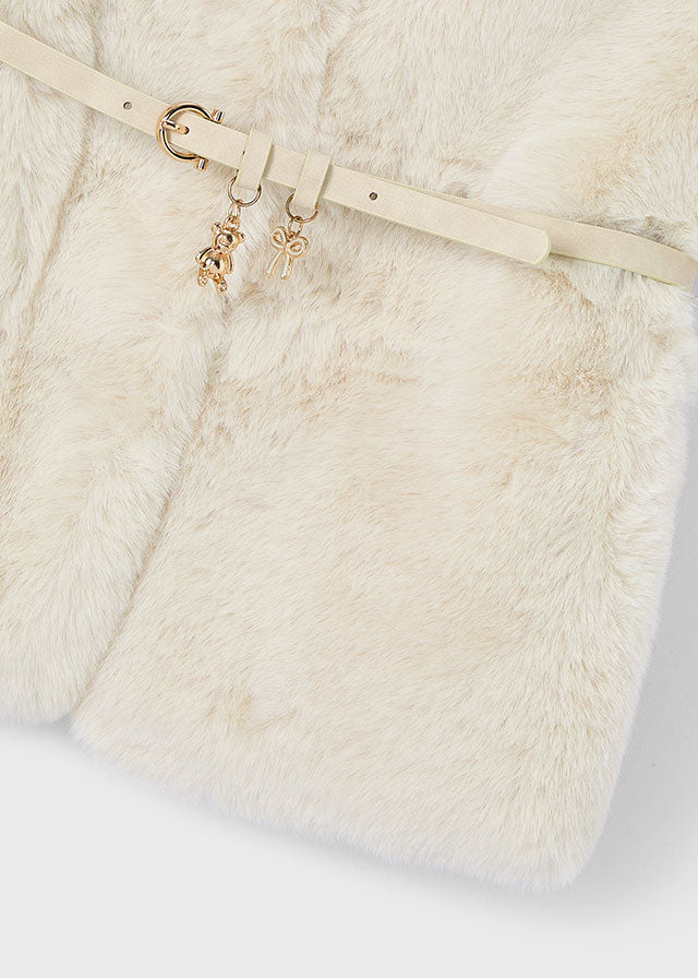 Fur Vest Belt Beige - Mayoral