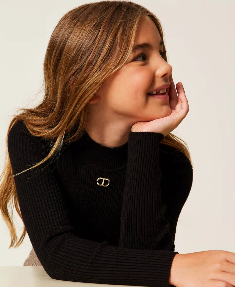 Rib knit turtleneck jumper Black - Twinset