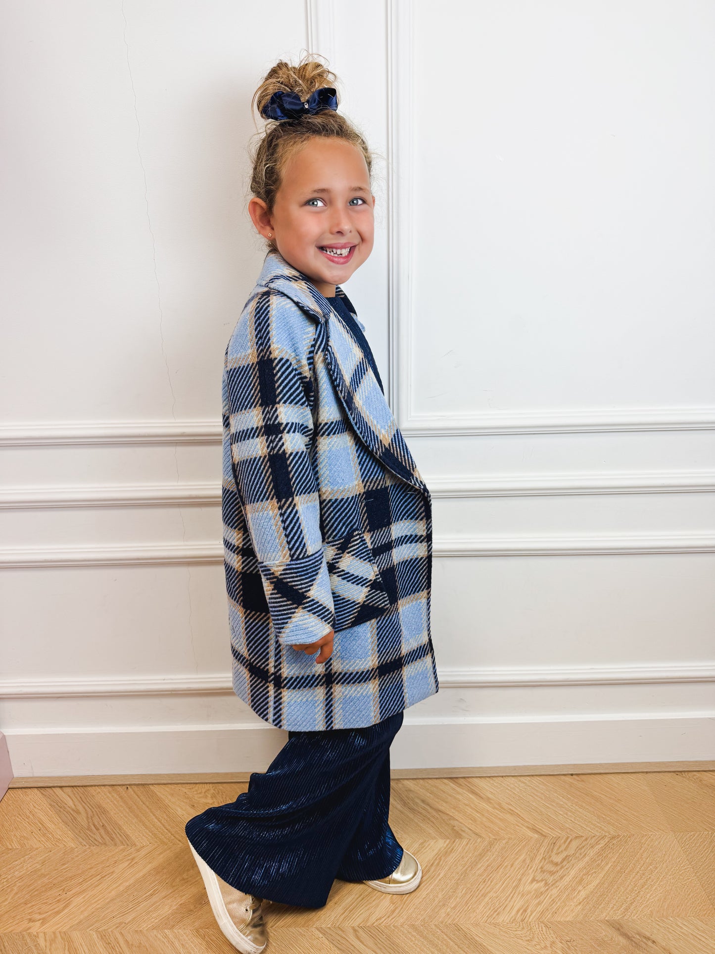 Plaid Coat Sky Blue - Abel & Lula