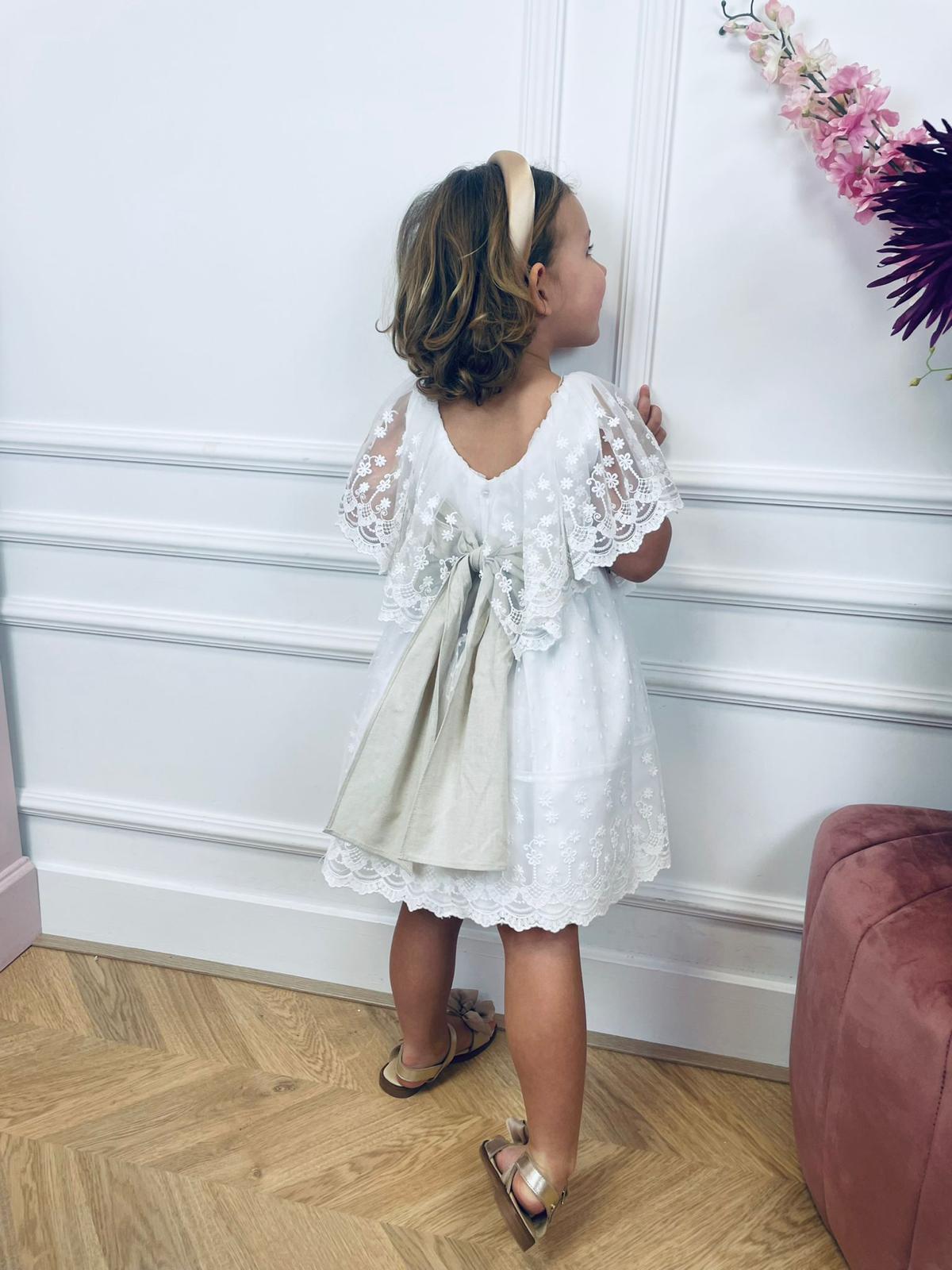 Luxury Dress Beige Bow - Petite Zara