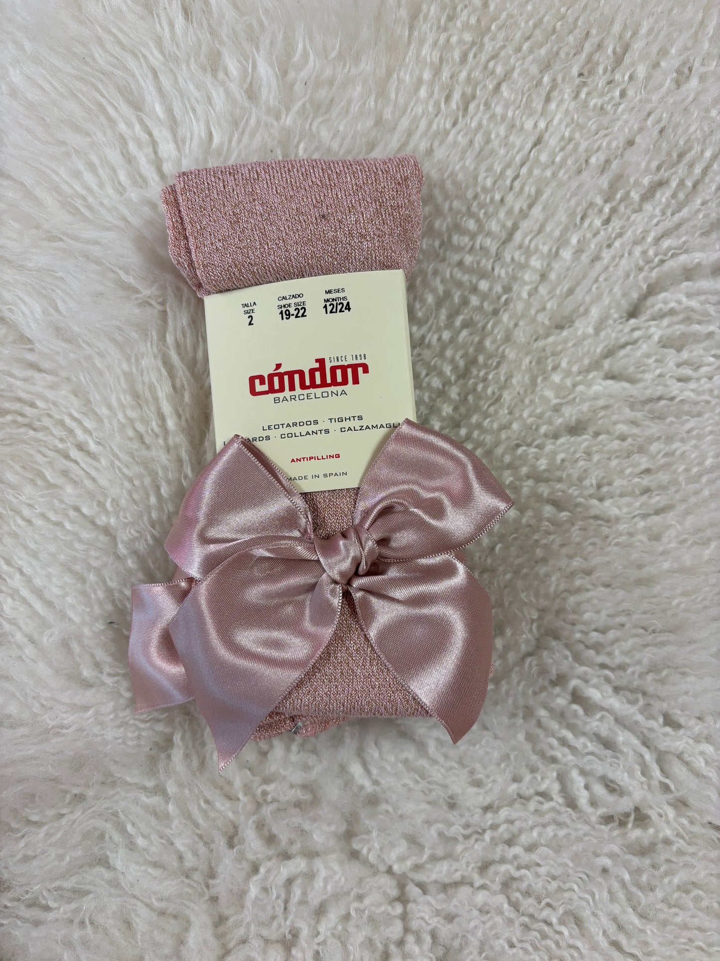 Condor Tights Bright With Satin Bow - Old Rose