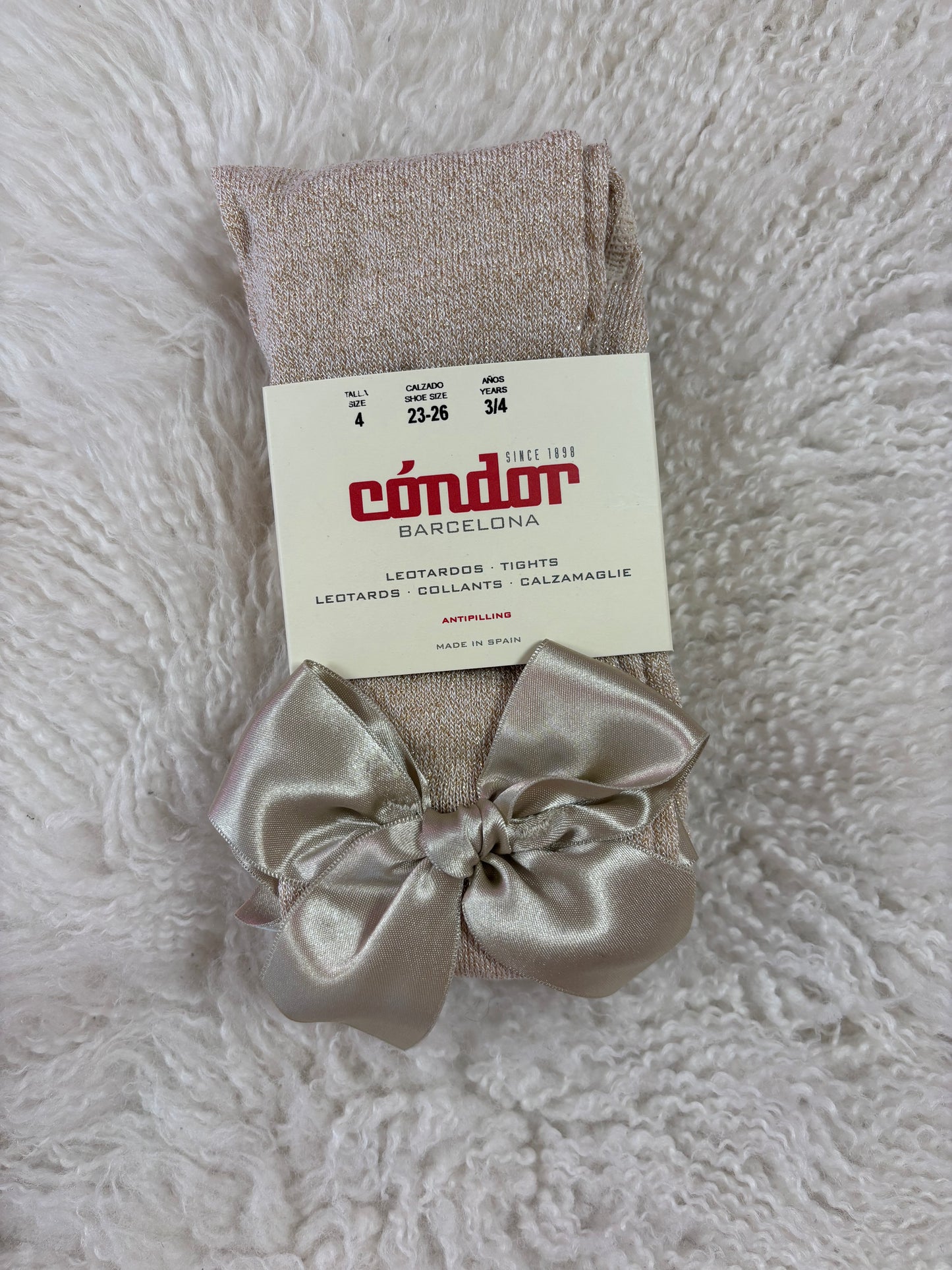 Condor Tights Bright With Satin Bow - Beige