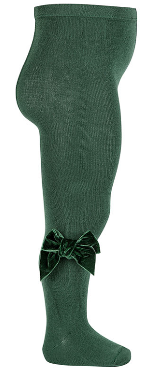 Condor Tights With Velvet Bow - Bottle Green