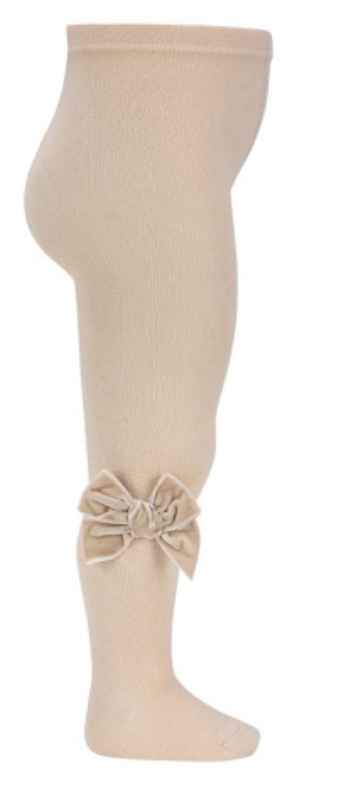 Condor Tights With Velvet Bow - Linen