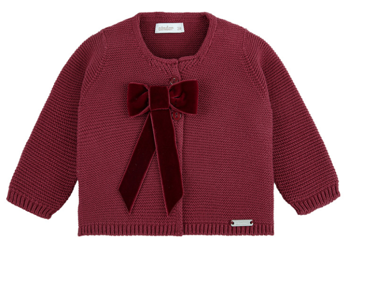 Cardigan Velvet Bow Garnet - Condor