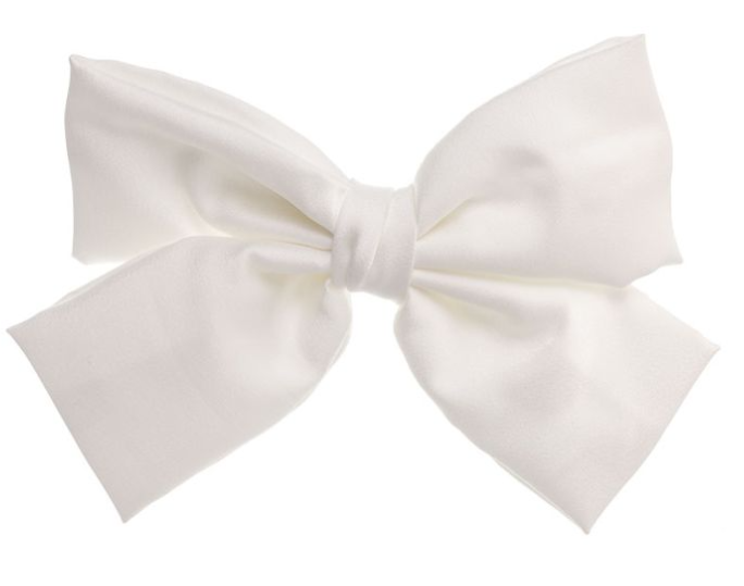 Large Glossy Satin Hairbow 15cm White - siena