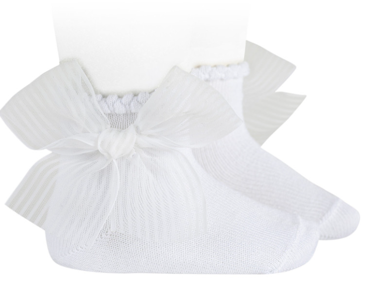 Condor Socks Organza Bow - White