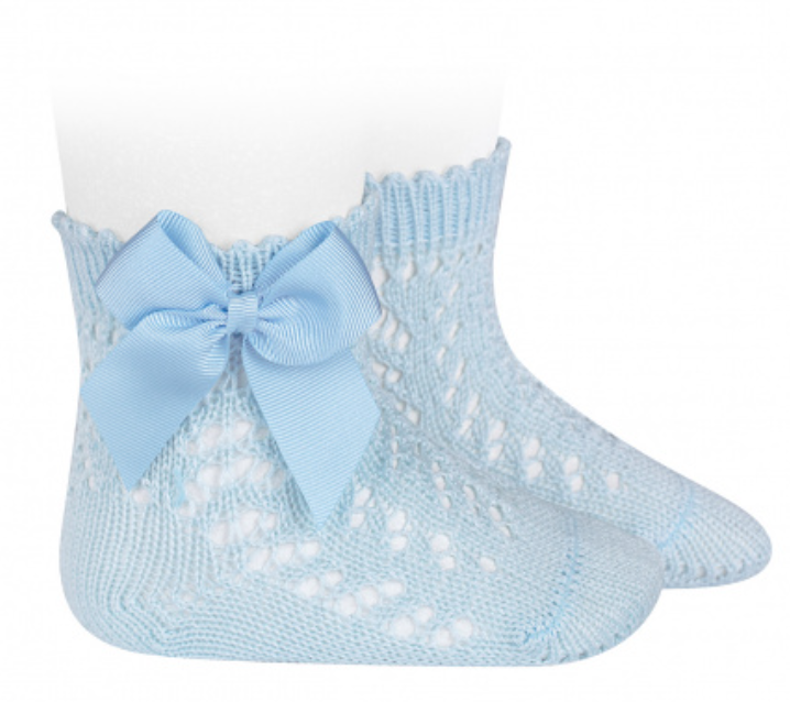 Condor Socks Openwork With Bow - Baby Blue