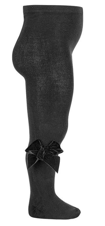 Condor Tights With Velvet Bow - Black
