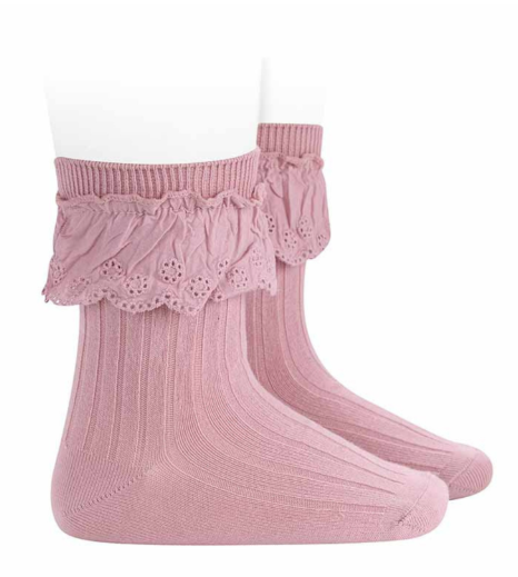 Condor Socks Rib Embroiderd - Pale Pink