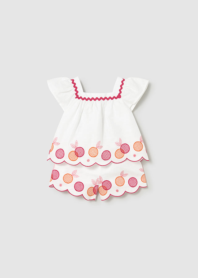 Embroidered Bermuda Set White - Mayoral
