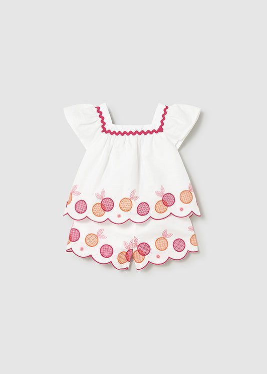 Embroidered Bermuda Set White - Mayoral