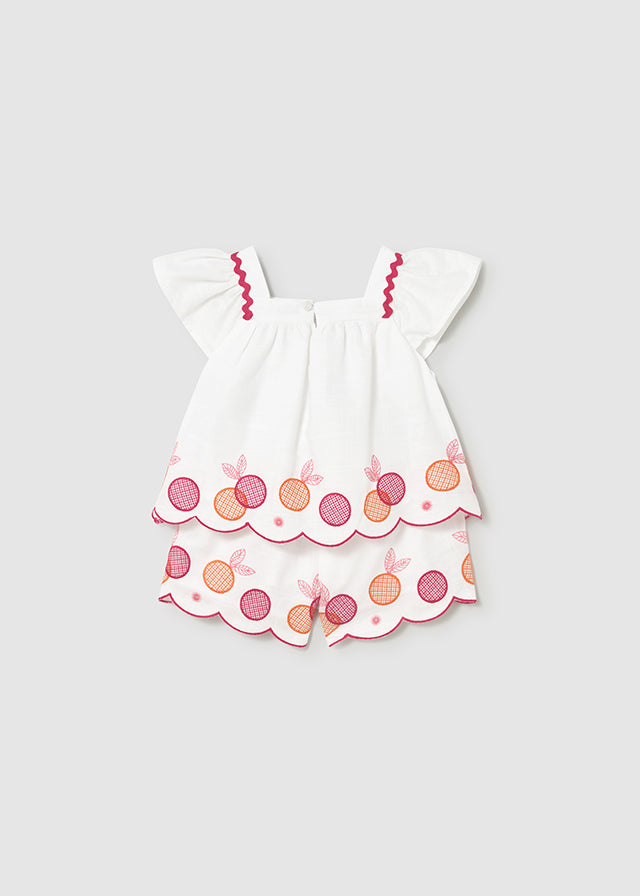 Embroidered Bermuda Set White - Mayoral