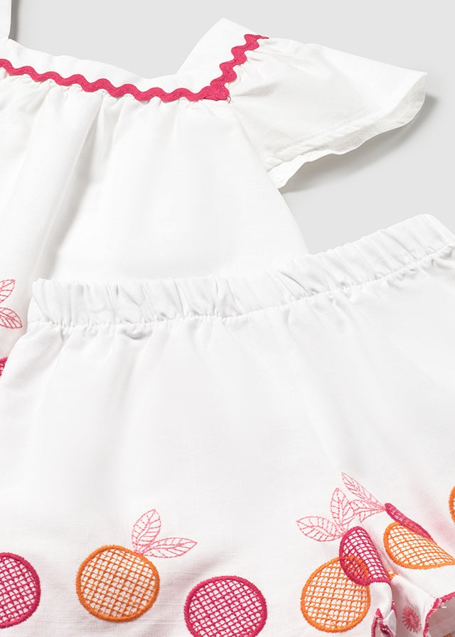 Embroidered Bermuda Set White - Mayoral