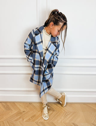Plaid Coat Sky Blue - Abel & Lula