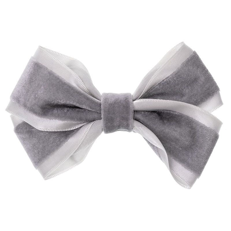 Velvet And Satin Bow Light Grey - Siena