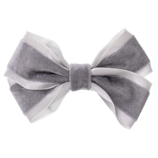 Velvet And Satin Bow Light Grey - Siena