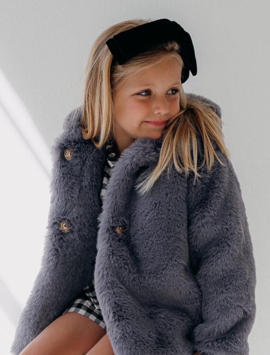 Faux Fur Jacket Grey - Petite Zara