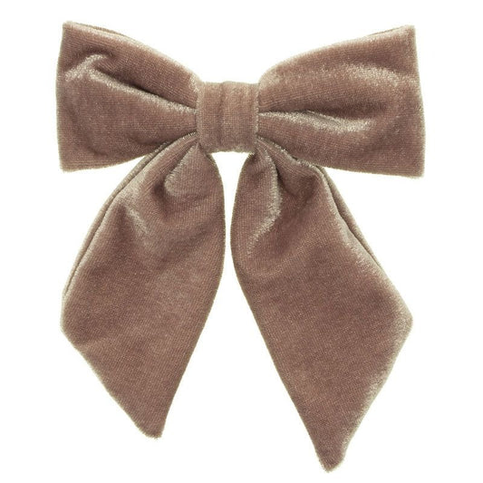 Large Velvet Hairclip Bow French Rose - Siena