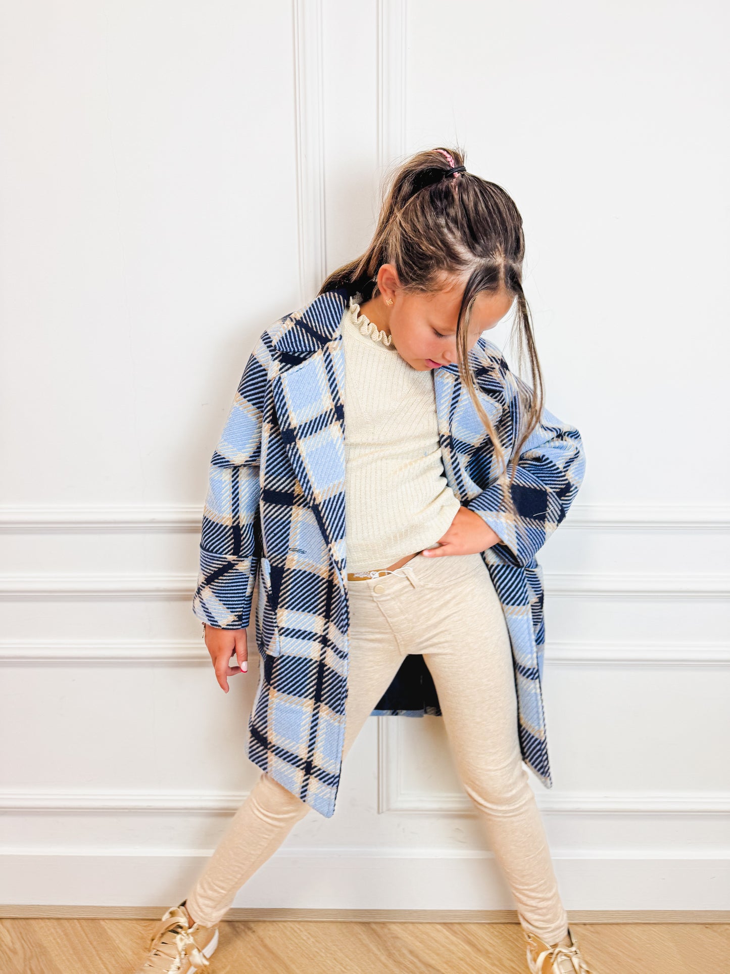 Plaid Coat Sky Blue - Abel & Lula