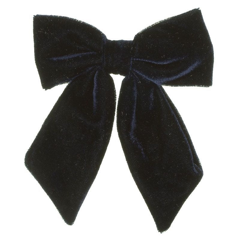 Large Velvet Hairclip Bow Navy Blue - Siena