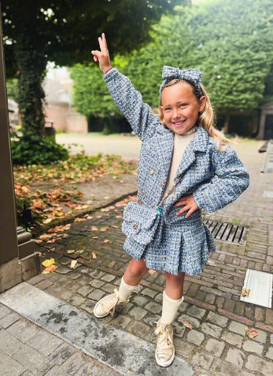 Tweed Coat Blue - Abel & Lula
