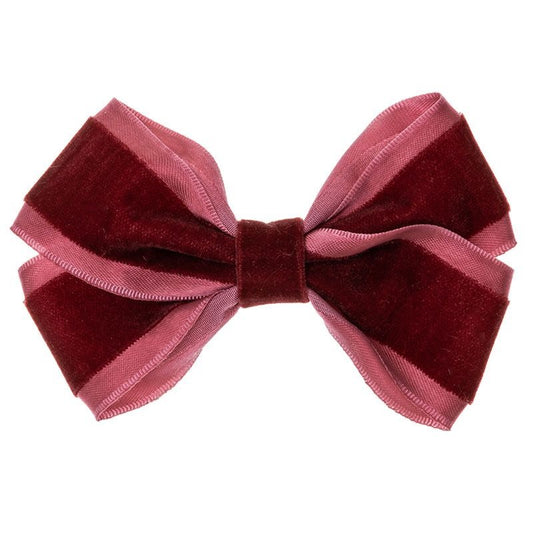 Velvet And Satin Bow Burgundy - Siena
