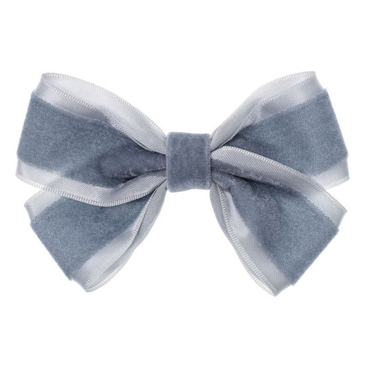 Velvet And Satin Bow  French Blue - Siena