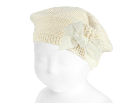 Beret Velvet Bow Beige - Condor