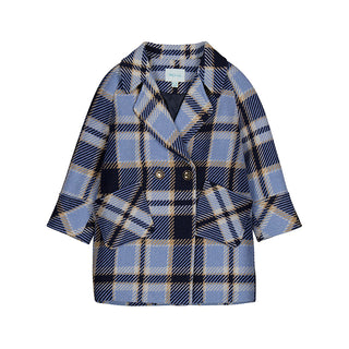 Plaid Coat Sky Blue - Abel & Lula
