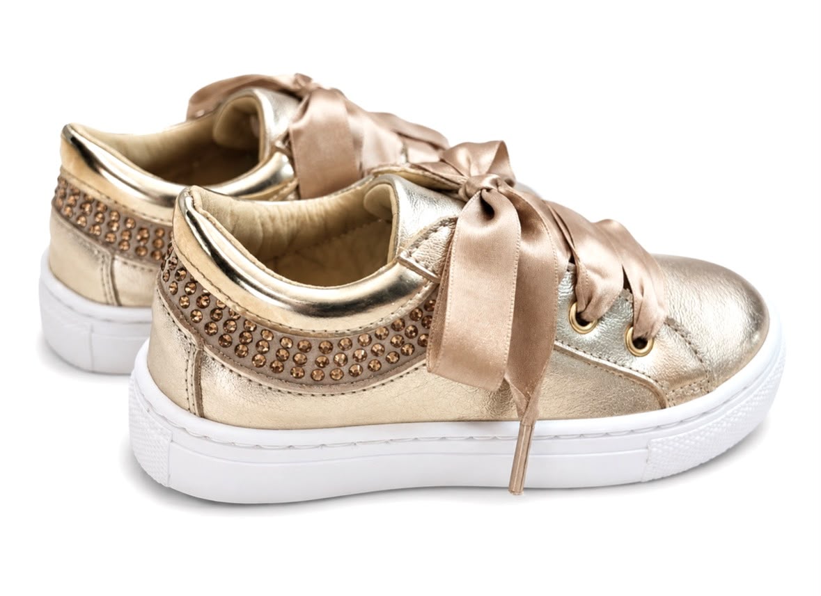 Champagne Sneakers met steentjes - Andanines
