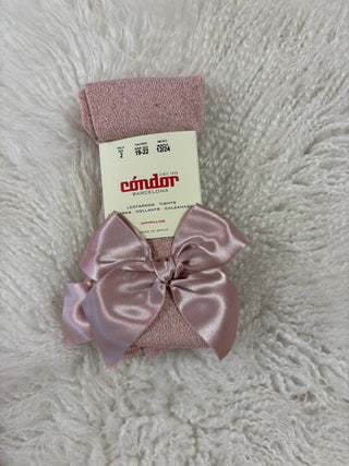 Condor Tights Bright With Satin Bow - Old Rose