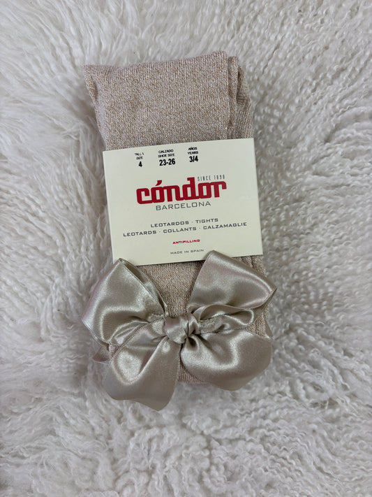 Condor Tights Bright With Satin Bow - Beige