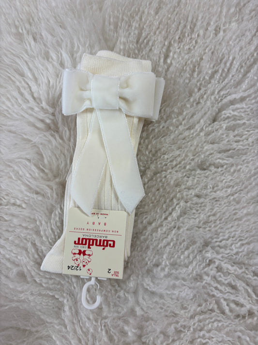 Condor Socks Velvet Bow Rib - Beige