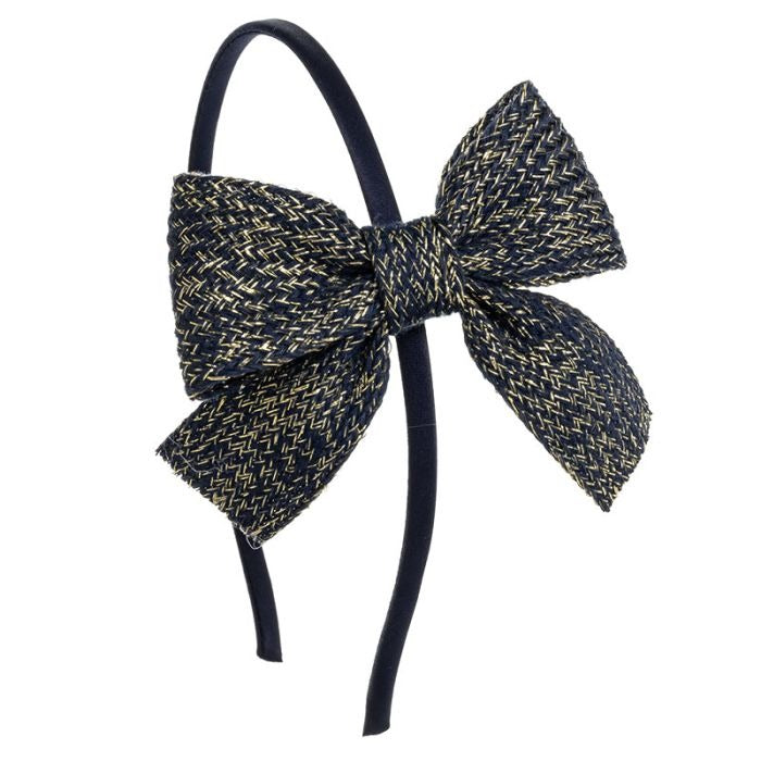Diadeem Bow Lurex Navy Blue  - Siena