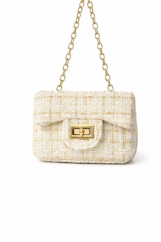 Tweed Bag Gold / White - Petite Zara