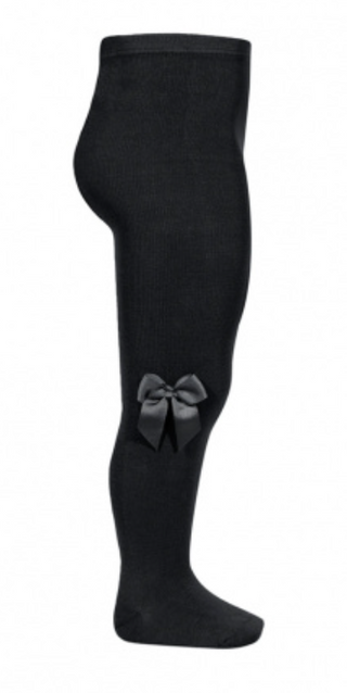 Condor Tights With Grosgrain Bow - Black