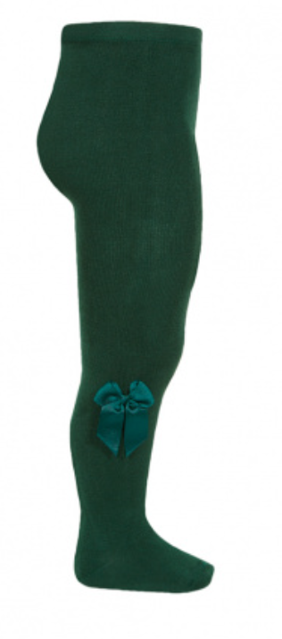 Condor Tights With Grosgrain Bow - Bottle Green