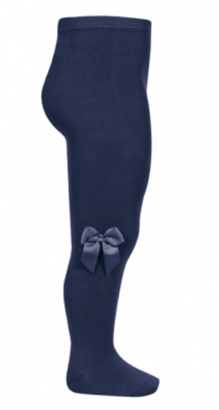 Condor Tights With Grosgrain Bow - Navy Blue