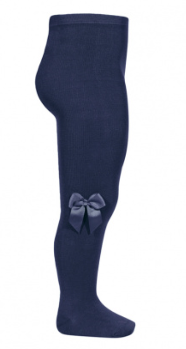 Condor Tights With Grosgrain Bow - Navy Blue
