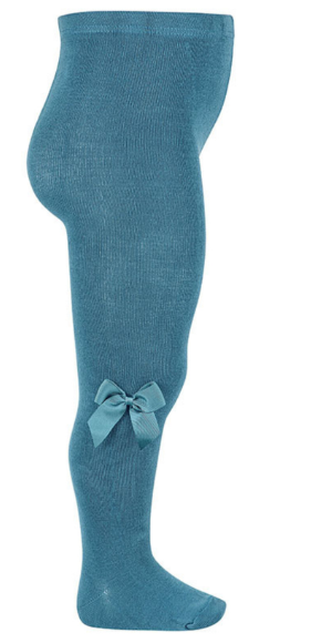 Condor Tights With Grosgrain Bow - Ocean
