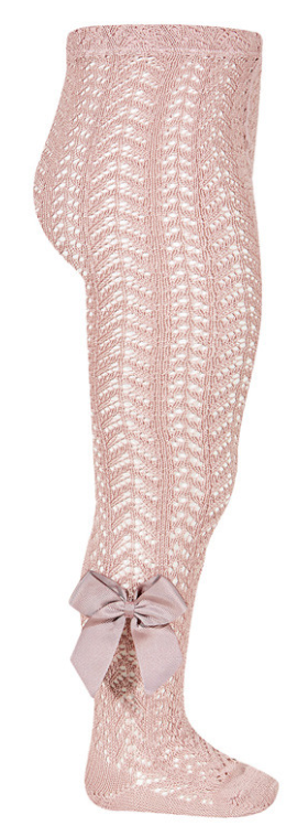 Condor Tights Perle With Side Grosgrain Bow - Pale Pink