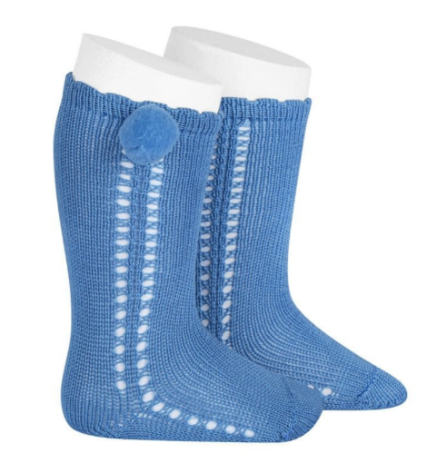 Condor Socks Side Openwork With Pompoms - Maya