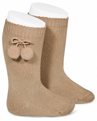 Condor Socks With Pompoms - Camel
