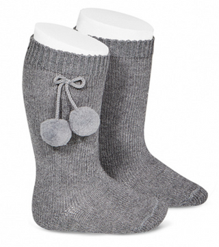 Condor Socks With Pompoms - Light Grey