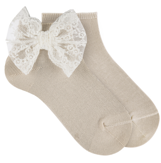 Condor Ankle Socks Lace Bow - Linen