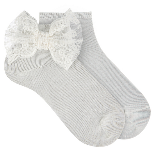 Condor Ankle Socks Lace Bow - Cream