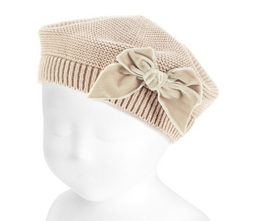Beret Velvet Bow Linen - Condor