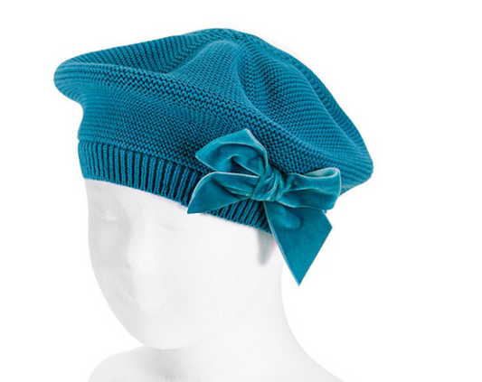 Beret Velvet Bow Ocean - Condor